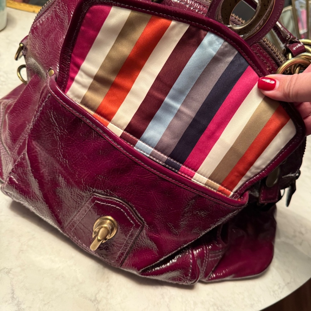 Coach Legacy Francine Patent Leather Satchel - Purple - Picture 6 of 14